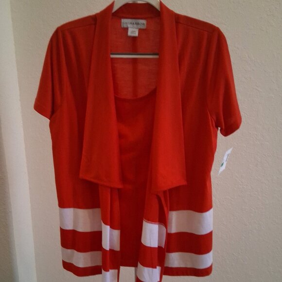 Sag Harbor Open Front Cardigan with Attached Tank Top - Picture 1 of 4